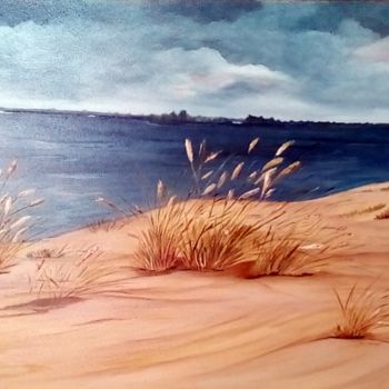 Peinture intitulée ""Au delà de la Dune"" par Chantal Le Mesle, Œuvre d'art originale, Huile