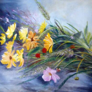 绘画 标题为“Fleurs Champêtre” 由Chantal Le Mesle, 原创艺术品, 粉彩