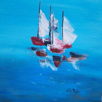 Painting titled "Bateau 4" by Chantal Le Mesle, Original Artwork, Acrylic