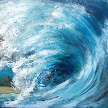Pintura intitulada "La vague" por Chantal Le Mesle, Obras de arte originais, Acrílico