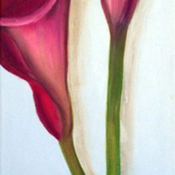 Painting titled "Arums Rouges" by Chantal Le Mesle, Original Artwork, Oil