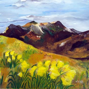 Pintura titulada "Paysage d'Auvergne" por Chantal Le Mesle, Obra de arte original, Acrílico Montado en Bastidor de camilla d…