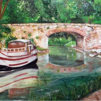 Pintura titulada "Le Canal du Midi" por Chantal Le Mesle, Obra de arte original, Oleo
