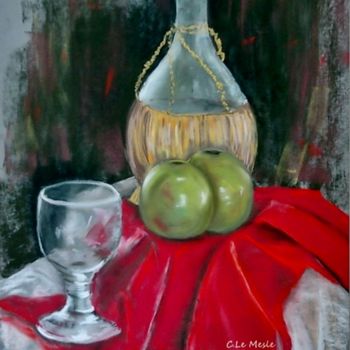 Pintura titulada "Pommes Vertes" por Chantal Le Mesle, Obra de arte original, Pastel