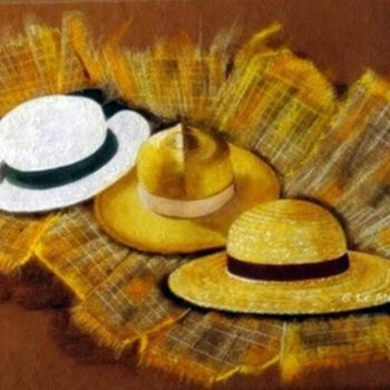 Peinture intitulée "Chapeaux Bas" par Chantal Le Mesle, Œuvre d'art originale, Pastel