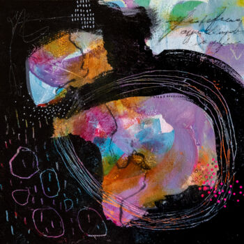 Картина под названием "Hoola hoop" - Chantal Proulx, Подлинное произведение искусства, Акрил Установлен на Деревянная рама д…
