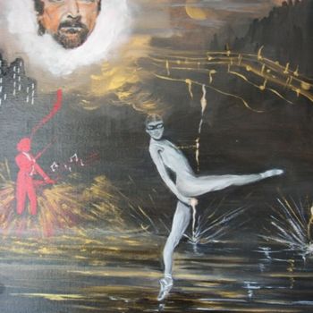 Картина под названием "Hommage à Mr Béjart…" - Chantal Roussel Roggia, Подлинное произведение искусства, Масло