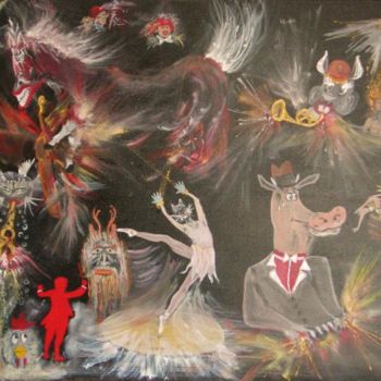 Peinture intitulée "pas si betes!!...." par Chantal Roussel Roggia, Œuvre d'art originale, Huile