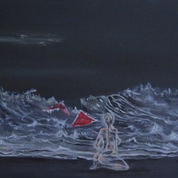 Peinture intitulée "Femme et mer........" par Chantal Roussel Roggia, Œuvre d'art originale, Huile