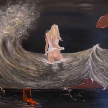 Pittura intitolato "" Téthys la mémoire…" da Chantal Roussel Roggia, Opera d'arte originale, Olio