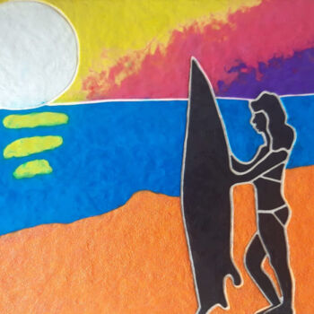 Pittura intitolato "Surfer Girl at Suns…" da Chantel Mitchell, Opera d'arte originale, Argilla