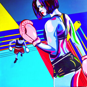 Painting titled "Boxe : une discipli…" by Chanterax, Original Artwork, Acrylic Mounted on Wood Stretcher frame