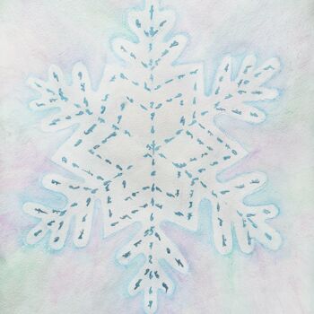 Malarstwo zatytułowany „Crypto Snowflake -…” autorstwa Chaos Of Purple Experience, Oryginalna praca, Akwarela