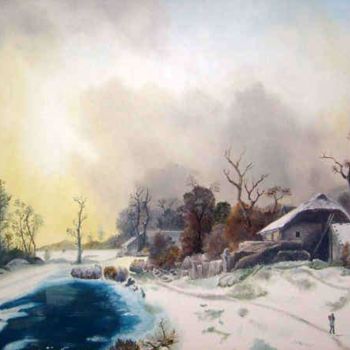 Painting titled "Paysage d'hiver" by Gilbert Chaouat, Original Artwork, Other