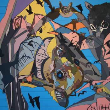 Painting titled "bats-chauve-souris-…" by Chap, Original Artwork, Acrylic