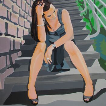 Painting titled "Waiting" by Chap, Original Artwork, Acrylic
