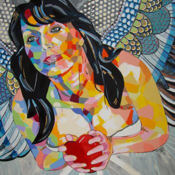 Malarstwo zatytułowany „angel-100-x-81-cm-c…” autorstwa Chap, Oryginalna praca, Akryl