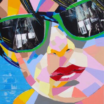 Painting titled "green-glasses-55-x-…" by Chap, Original Artwork, Acrylic