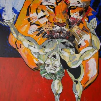 Peinture intitulée "Tigre" par Chap, Œuvre d'art originale, Acrylique