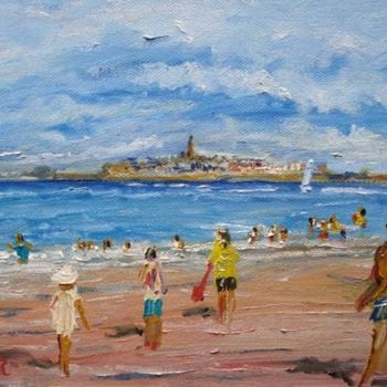 Peinture intitulée "Dinard la plage de…" par Rémi Chapelle, Œuvre d'art originale
