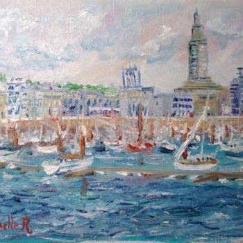 Painting titled "le havre son port d…" by Rémi Chapelle, Original Artwork