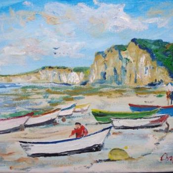 「Yport, la plage l'é…」というタイトルの絵画 Rémi Chapelleによって, オリジナルのアートワーク
