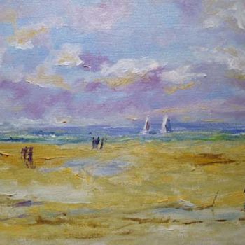 Peinture intitulée "plage de Honfleur p…" par Rémi Chapelle, Œuvre d'art originale