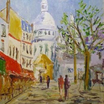 Peinture intitulée "place du tertre" par Rémi Chapelle, Œuvre d'art originale