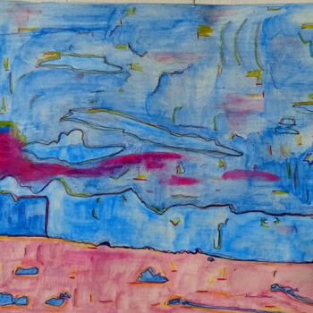 Peinture intitulée "Τοπιο Καμπου,Πάτμος…" par Chara Orphanakou, Œuvre d'art originale, Aquarelle