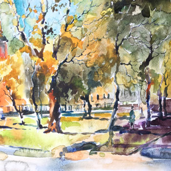 Painting titled "Autumn on Chistopru…" by Anna Charina, Original Artwork, Watercolor