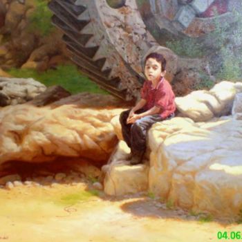 Painting titled "L'engrenage (détail)" by Abdelaziz Charkaoui, Original Artwork