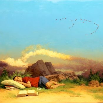 Painting titled "Le soir venu" by Abdelaziz Charkaoui, Original Artwork