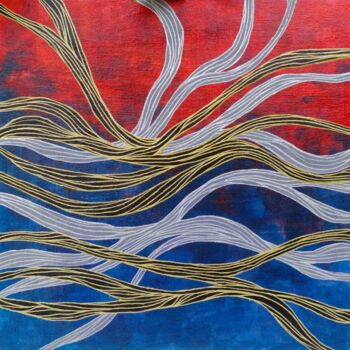 Painting titled "Méandres" by Charlaine Roby (L'Entre-Mondes), Original Artwork, Acrylic Mounted on Cardboard