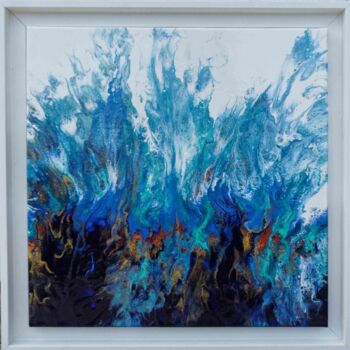 Painting titled "Vague de ciel" by Charlaine Roby (L'Entre-Mondes), Original Artwork, Acrylic Mounted on Wood Stretcher frame