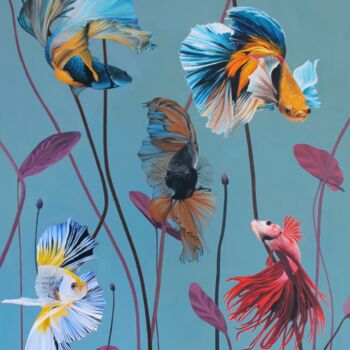 Peinture intitulée "Aquarium" par Charlène Chagnard, Œuvre d'art originale, Acrylique Monté sur Châssis en bois