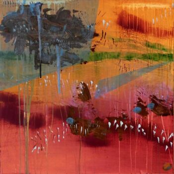제목이 "Carré abstrait : Pr…"인 미술작품 Charlène Chambas (Chacha)로, 원작, 아크릴 나무 들것 프레임에 장착됨