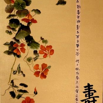 Painting titled "Japanese Nasturtium" by Charlene Wooden, Original Artwork, Oil
