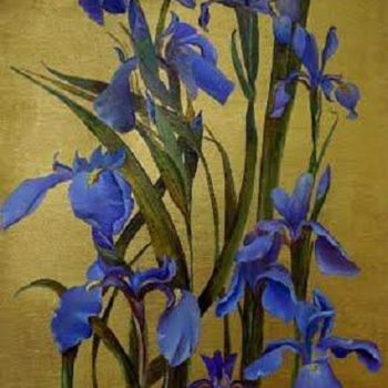 Peinture intitulée "Siberian Iris" par Charlene Wooden, Œuvre d'art originale, Huile
