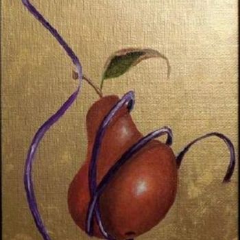 Schilderij getiteld "Dancing Pear" door Charlene Wooden, Origineel Kunstwerk, Olie