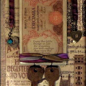 Collages titulada "My Studio Muse" por Charlene Wooden, Obra de arte original