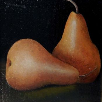 Painting titled "Two Pears" by Charlene Wooden, Original Artwork, Oil