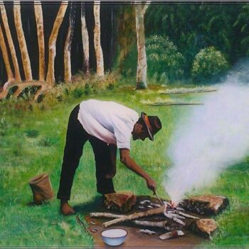 Pintura intitulada "La cuisson" por Charles Corbin, Obras de arte originais, Óleo Montado em Armação em madeira