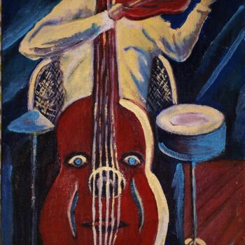 Painting titled "L'homme orchestre" by Charles Corbin, Original Artwork, Oil