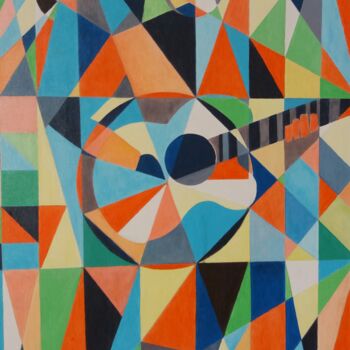 Painting titled "Le guitariste et so…" by Charles Corbin, Original Artwork, Acrylic