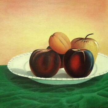 Painting titled "Nature morte de fru…" by Charles Corbin, Original Artwork, Oil