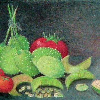 Pintura intitulada "Petits concombres,t…" por Charles Corbin, Obras de arte originais, Óleo