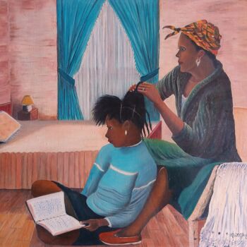 Peinture intitulée "La coiffure" par Charles Corbin, Œuvre d'art originale, Huile
