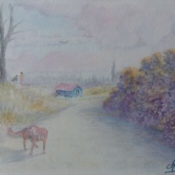 Painting titled "L"aurore" by Charles Corbin, Original Artwork, Watercolor