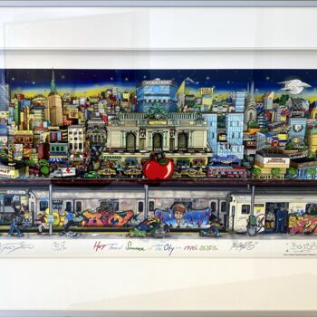 Sculpture titled "Hot Town, Summer in…" by Charles Fazzino, Original Artwork, Paper Mounted on Cardboard