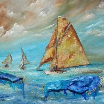 Peinture intitulée "Voyez la mer saigne…" par Charles Peñalba, Œuvre d'art originale